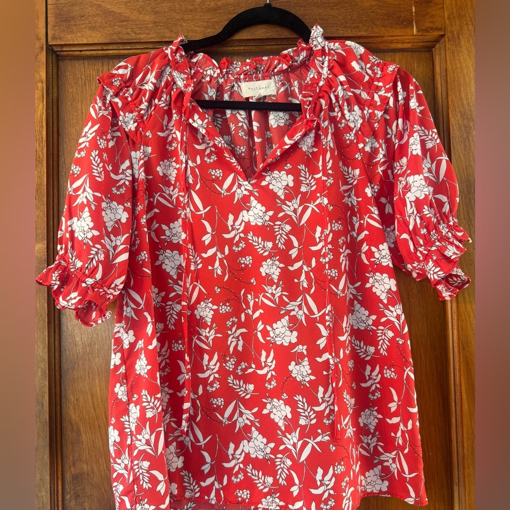 Anthropologie Melloday Floral Tie Front Blouse- Medium
